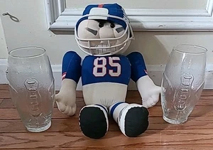 Vintage NFL NY Giants #85 Stuffed Plush Removables + 2 Football Beer Glasses L48 - Picture 1 of 22