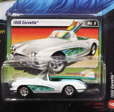 Johnny Lightning 58 1958 Chevy Corvette Convert Surf Rods Chevrolet Car +Srfbrds - Image 1 of 2