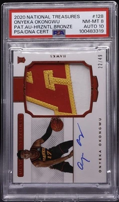 2020 NT Onyeka Okongwu RPA /49 PSA 8 Auto 10 • Bronze Patch RC #128 - Image 1 of 2