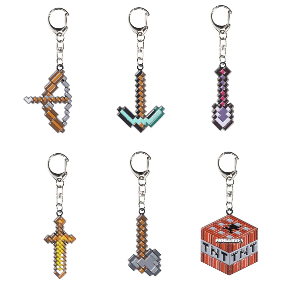 Minecraft Metall Schlüsselanhänger Axt Hacke Schaufel Schwert Auswahl NEU&OVP - Bild 1 von 1