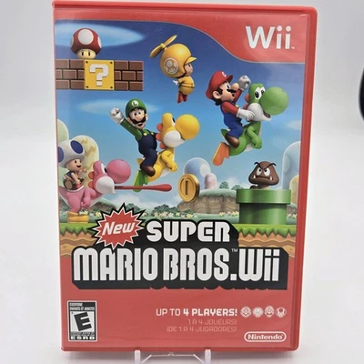 Новый Super Mario Bros. Wii (Nintendo Wii, 2009) В комплекте с Руководством CIB Протестирован - Изображение 1 из 4