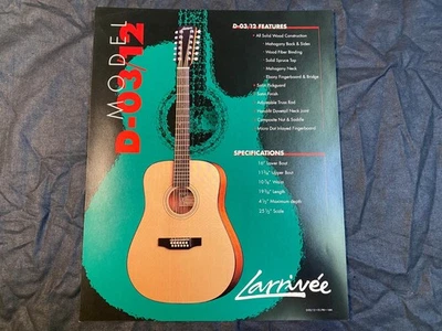 Larrivee D-03/12 Acoustic Guitar Handout Spec Sheet 8x10 12 String 1998 - Image 1 of 2