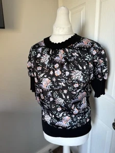 TED BAKER Werti floral folk flower pattern knit jumper sweater top 1 Uk 8 Short - Picture 1 of 9