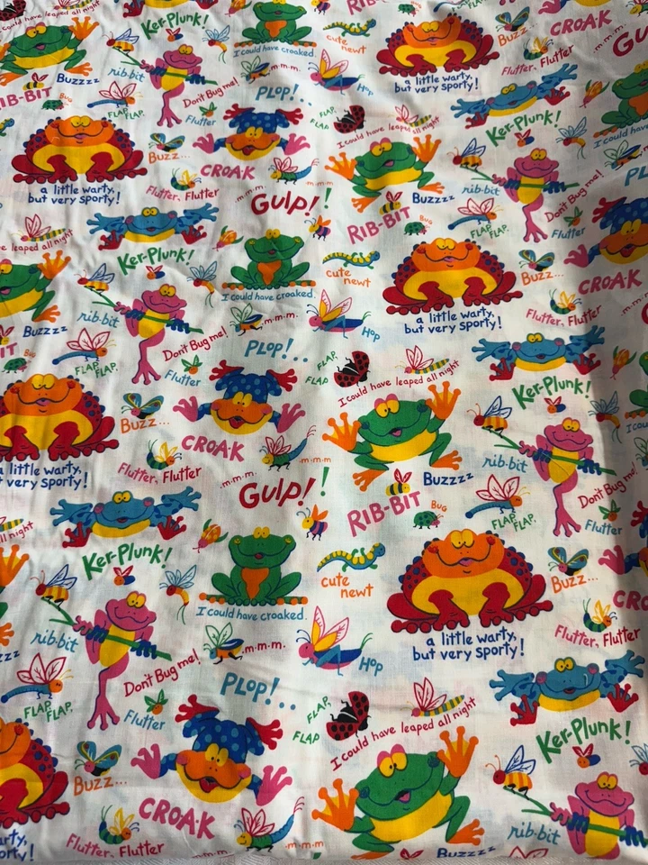 cotton fabric by the yard- Frogs and Bugs - Image 1 of 1