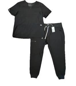 Figs Scrubs Set Sz XL Black Casma Top* Zamora Jogger Pants Technical Collection - Imagen 1 de 8