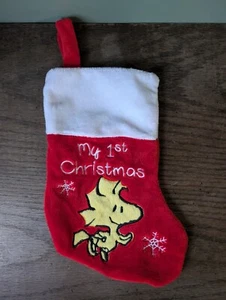 Peanuts Woodstock "My 1st Christmas" Strumpf bestickt weich Snoopy 11" - Bild 1 von 8
