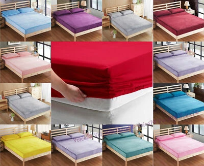 FLANNEL 100% Brushed Cotton Extra Deep Fitted Bed Sheets 16" (40 cm) Fully Deep