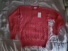 Vintage Peter G's General Stores 100 % Cotton Cable Knit Sweater Med Coral NWT
