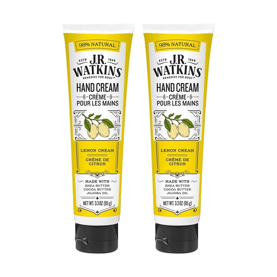 Pacote com 2 creme para as mãos JR Watkins limão 3,3 oz – pele hidratante, natural e macia - Imagem 1 de 4
