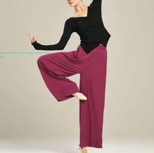 Womens Modal Cotton Soft Yoga Pants High Waist Strench Sports Dance Harem Pants - Picture 1 of 27