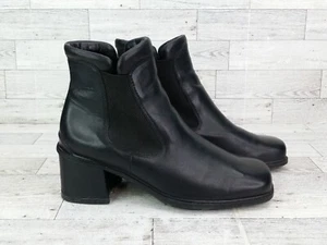 Women's Vintage Ecco Black Leather Chelsea Boots Ankle Size 9 Motorcycle Y2K - Picture 1 of 16