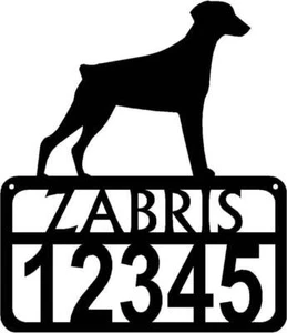 Doberman Personalized Dog Sign with Name & House Numbers - Made in USA - Picture 1 of 4