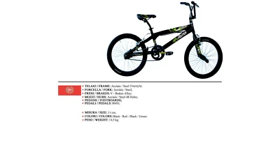 Fahrrad BMX Freestyle 20 IN Stahl Mit Trittbretter Th Schwarz Grün Fighter COPPI - Bild 1 von 4