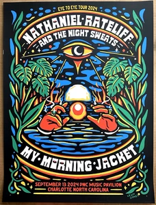 AUTHENTIC My Morning Jacket Nathaniel Rateliff SE Poster Charlotte NC 2024 #/400 - Picture 1 of 7