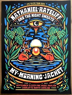 AUTHENTIC My Morning Jacket Nathaniel Rateliff SE Poster Charlotte NC 2024 #/400 - Image 1 of 4