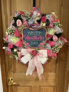 Happy Mother’s Day JUMBO Wreath Mothers Day Gift Wreath Flowers Pastel Wreath - Picture 1 of 10