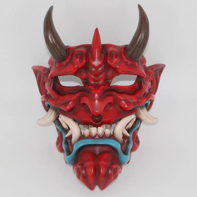 Unisex Devil Mask Japanese Hannya Demon Oni Samurai Kabuki Fancy Dress-up Props - Image 1 of 4