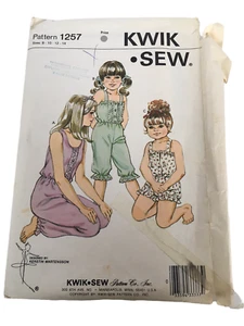 Kwik Sew Sewing Pattern 1257 Girls Pajamas Jumpsuit 8 10 12 14 Casual Uncut - Picture 1 of 9