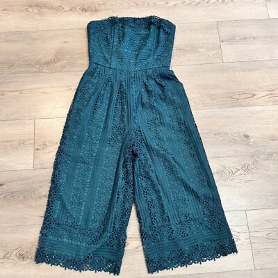 Mono Anthropologie Greylin Stowe Crochet Encaje Verde azulado Talla Pequeña S Sin Tirantes Foto 1 de 4