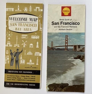 1959 San Francisco Bay Area Welcome Map & 1967 Shell SF Street Guide - Bild 1 von 7