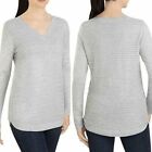 Women's Hilary Radley Light Gray V-Neck Sweater, Size Large