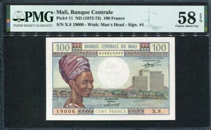 Mali 1972-1973, 100 franchi, P11, PMG 58 EPQ AUNC - Foto 1 di 2