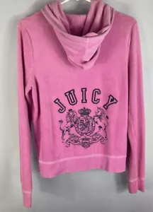 Juicy Couture Vintage Damen Pink Velour Full Zip Trainingsjacke Hoodies Gr. XL - Bild 1 von 4