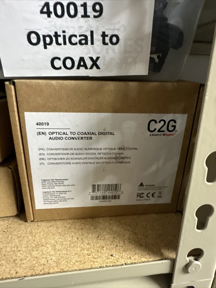 Convertidor de audio digital óptico a coaxial C2G 40019 (NUEVO - Caja original/sellada) Foto 1 de 1
