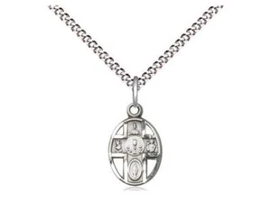5-Way Sterling Silver, Chalice Pendant on a 18in Light Rhodium Light Curb Chain - Picture 1 of 2