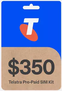Telstra $350 SIM Card Starter Kit 310GB Data PrePaid 1 Year Expiry Tri-Cut - Picture 1 of 3