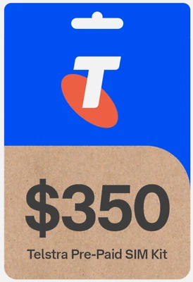 Telstra $350 SIM Card Starter Kit 300GB Data PrePaid 1 Year Expiry Tri-Cut - Image 1 of 3