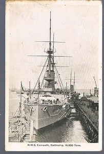 GALE AND POLDEN POSTCARD HMS EXMOUTH BATTLESHIP 14000 TONS C1910 - Foto 1 di 2
