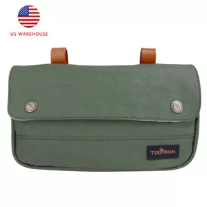 TOURBON Vintage Bike Bag Bicycle Handlebar Bag Front Tube Pannier Phone Holder - Picture 1 of 8