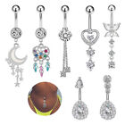 Zircon Star Moon Heart Shape Pendelling Belly Button Ring Water Drops Navel Rin Bf