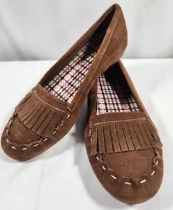 Lands' End Damen Leder Braun Wildleder Mokassins Schuhe Stil 380802 Größe 8B - Bild 1 von 7