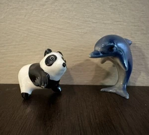 Vintage Hagen Renaker Miniature Panda Bear & Dolphin Porpoise Ceramic Figurines - Picture 1 of 14