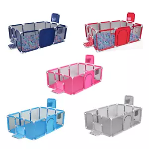 Recinto box bambini parco giochi con canestro e porte 4-36 mesi rete trasparente - Photo 1/17
