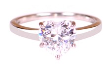 Real 14KT White Gold 2.00 Carat Superb Heart Shape Solitaire Engagement Ring