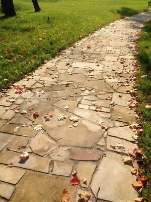 12m2 Polygonalplatten Bruchplatten Sandstein Weiß  4cm Stärke NaturStein Garten - Bild 1 von 4