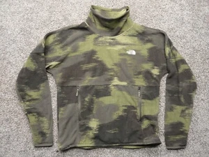 The North Face Sweater Womens Small Green Camo Fleece Long Sleeve Zip Pouch - Picture 1 of 9