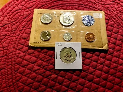 1956 US Mint Proof Set. 5 Coins 90% Silver. Beautiful Coins! + 1956 Proof Half. - Image 1 of 2