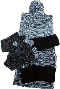 Berkshire Girls' 3-Pc cold weather cable Knitted Hat Scarf Gloves Set Black - Picture 1 of 1