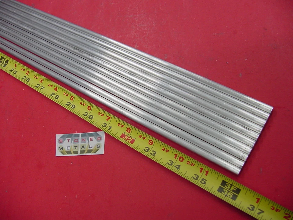 10 pieces 1/4" ALUMINUM 6061 ROUND ROD 36" long T6511 Solid Lathe Stock 30' - Image 1 of 1