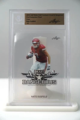 NATE SUDFELD 2016 LEAF METAL DRAFT BASE PRE-PRODUCTION PROOF 1/1 BECKETT - Image 1 of 2