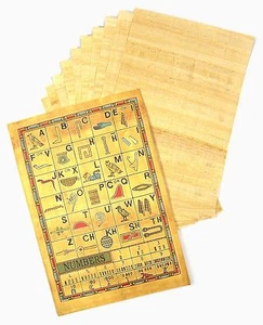 10 HOJAS DE PAPEL DE PAPIRO LISO ORIGINAL EGIPCIO BLANCO Y ROLLO DE INFORMACIÓN JEROGLÍFICOS - Imagen 1 de 2