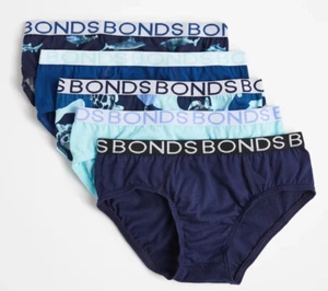Boys size 4-6 pack of 5 BONDS briefs undies COTTON blue NEW 683 - Picture 1 of 4