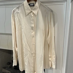 Camisa DKNY Vintage Años 90 Seda Crema Abotonada Femenina Clásica Talla M Lujo - Imagen 1 de 11