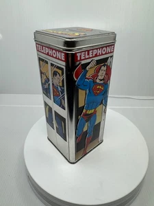 Superman Tin Telephone Phone Booth Bank Schylling 2001-PRE OWNED - Picture 1 of 11