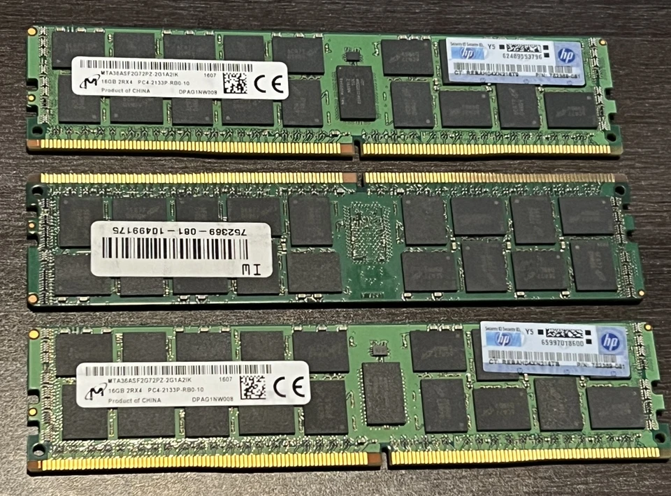 HP 752369-081 48GB (3 x 16GB) 2Rx4 PC4-2133P-RBP-10 MTA36ASF2G72PZ-2G1A2IG - Image 1 of 1