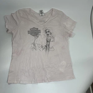 T-shirt Harley Davidson Motor Cycles rosa Las Vegas Nevada taglia L ragazza tatuaggio - Foto 1 di 10